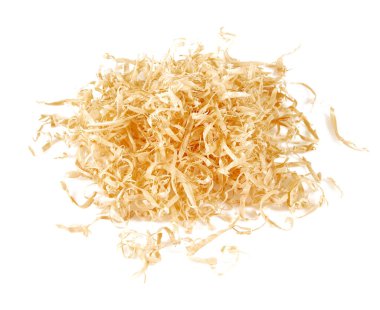 Beyaz zemin üzerinde izole ahşap talaşı