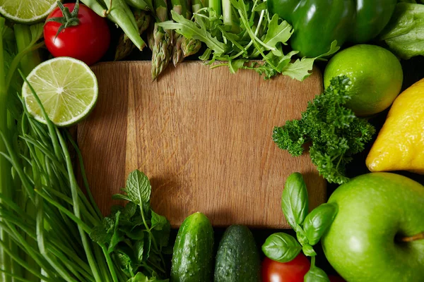 Zdravé Ovoce Zelenina Dřevěné Desky — Stock fotografie
