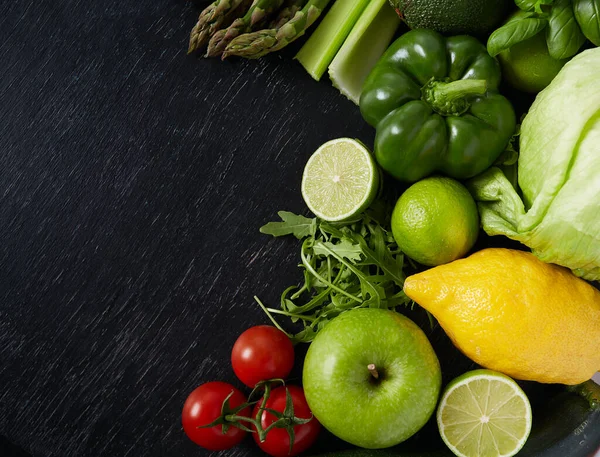 Friska Frukter Och Grönsaker Tavlan — Stockfoto