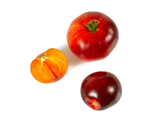 Beautiful Striped Tomato Isolated White Background — Stock Photo, Image
