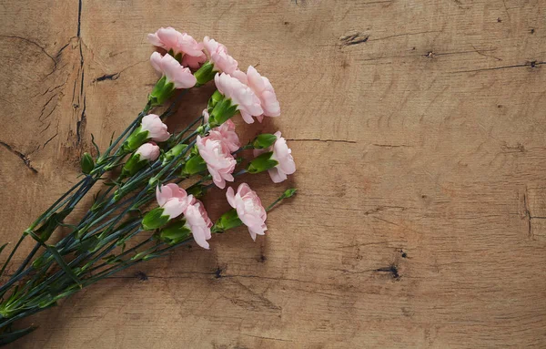 Beautiful Carnations Dark Wooden Surface — Stock Photo, Image
