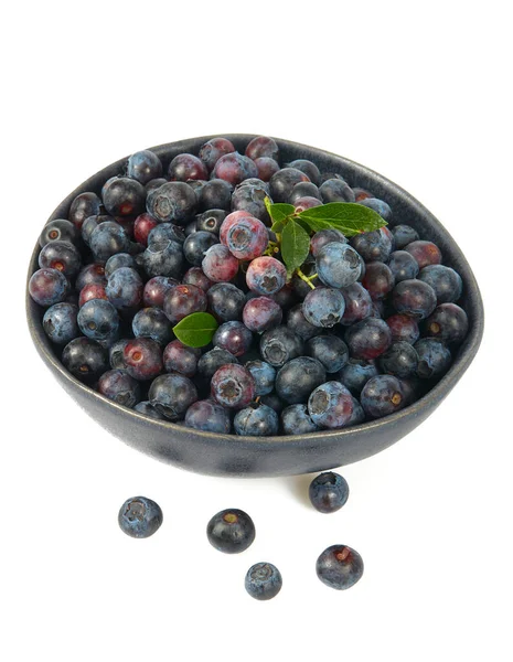 Fresh Blueberries Black Bowl — Stock Photo, Image