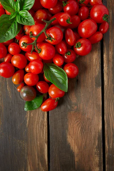 Variety Miniature Tomatoes Dark Wooden Surface — Stock Photo, Image