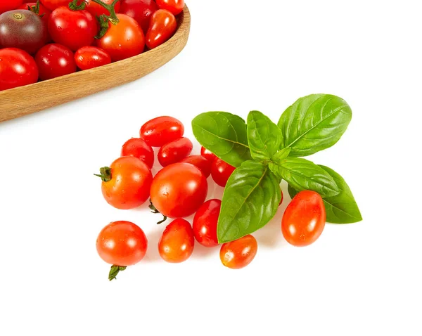 Variëteit Miniatuurtomaten Geïsoleerd Wit — Stockfoto