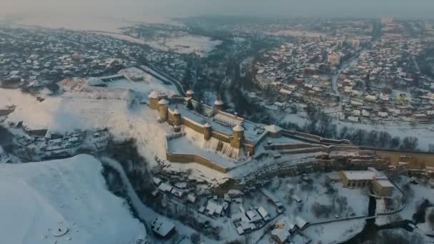 Fortaleza Vieja Invierno Kamianets Podilskyi Ucrania — Vídeo de stock