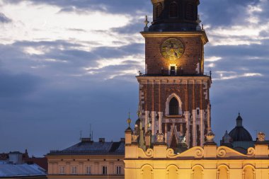 Main Square Krakow hava görünümünü. Krakow, Lesser Poland, Polonya.
