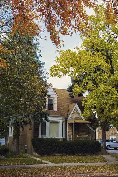 Typowy Dom Chicago Jesiennej Scenerii Chicago Illinois Stany Zjednoczone Ameryki — Zdjęcie stockowe