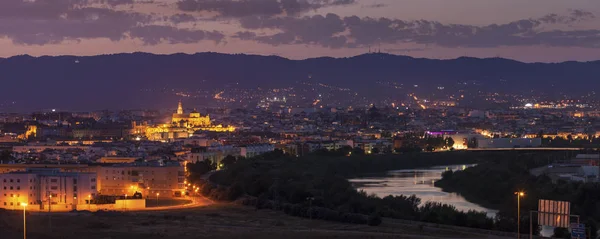 Panorama Nocturne Cordoue Avec Cathédrale Mosquée Cordoue Andalousie Espagne — Photo