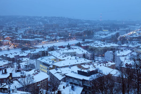 San Nehri Przemysl Gece Havadan Görünümü Içinde Przemysl Podkarpackie Polonya — Stok fotoğraf