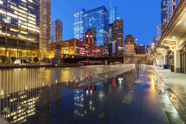 Colorful Architecture Chicago Chicago River Night Chicago Illinois Usa — Stock Photo, Image