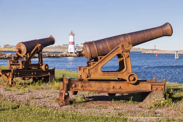 Old Cannons Saint Pierre Lighthouse Saint Pierre Saint Pierre Miquelon — Stock Photo, Image