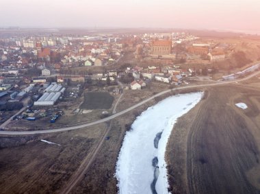 Gniew 'in kış manzarası. Gniew, Pomerania, Polonya.