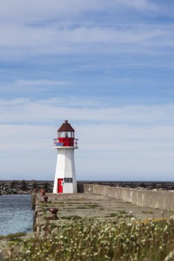 Grand Bankası Wharf deniz feneri. Newfoundland ve Labrador, Kanada.