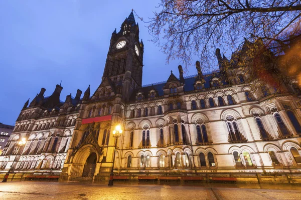 夜のマンチェスター市庁舎 マンチェスター 北の西のイギリス — ストック写真