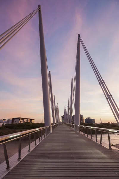 Gångbro Dunkerque Solnedgången Dunkerque Hauts France Frankrike — Stockfoto