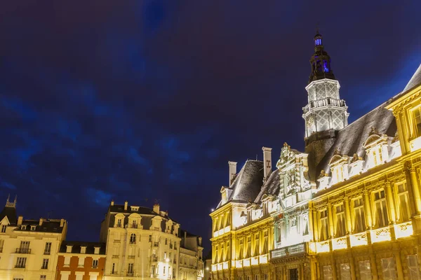 Reims City Hall Natten Reims Grand Est Frankrike — Stockfoto