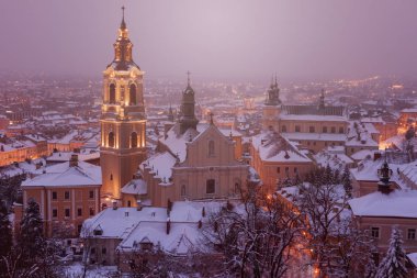 Przemysl kış manzarası Katedralde. Przemysl, Podkarpackie, Polonya.