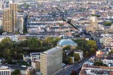 Dusseldorf hava Panoraması. Düsseldorf, Kuzey Ren-Vestfalya, Almanya.