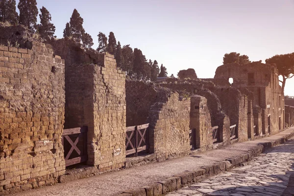 Ruínas Herculano Pôr Sol Ercolano Campania Itália — Fotografia de Stock