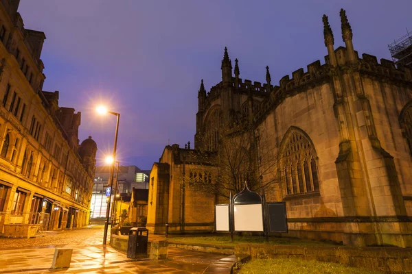 Cathédrale Manchester Nuit Manchester Nord Ouest Angleterre Royaume Uni — Photo