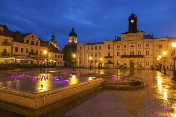 Prefeitura Relógio Noite Relógio Masovia Polónia — Fotografia de Stock