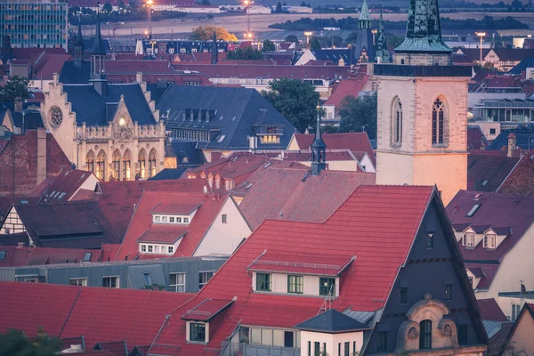 Panorama Miasta Erfurt Wieczorem Erfurt Turyngia Niemcy — Zdjęcie stockowe