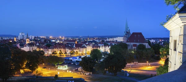 Panorama Erfurt Avec Cathédrale Sainte Marie Soir Erfurt Thuringe Allemagne — Photo