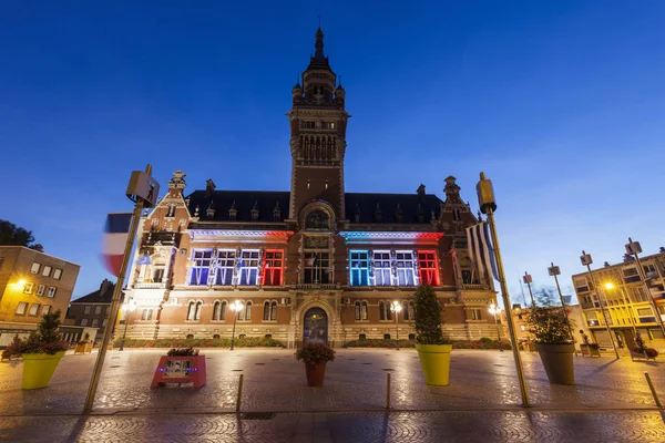 Dunkerque Városháza Éjjel Dunkirk Hauts France Franciaország — Stock Fotó