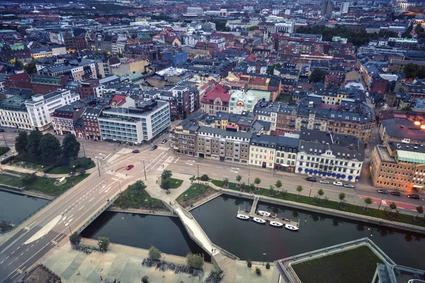 Aerial Panorama Malmo Evening Malmo Scania Sweden — Stock Photo, Image