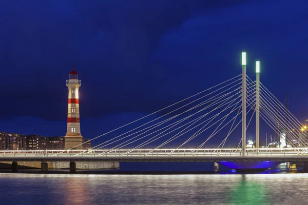 Faro Malmo Por Noche Malmo Scania Suecia — Foto de Stock