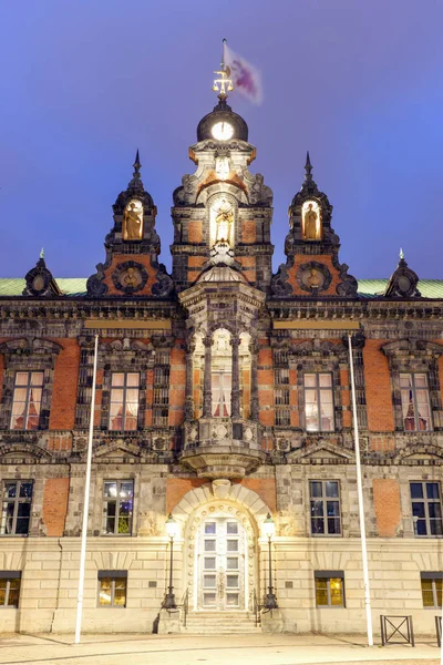 Malmö Rathaus Der Nacht Malmö Scania Schweden — Stockfoto