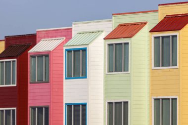 Renkli daireler Galveston, Texas plajda. Galveston, Texas, ABD.