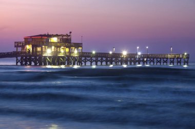 Balıkçılık iskele Galveston içinde. Galveston, Texas, ABD.