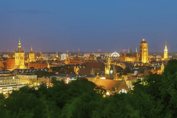 Panorama Gdansk Por Noche Gdansk Pomorskie Polonia —  Fotos de Stock