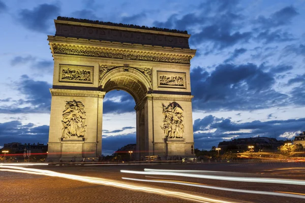 Arco Del Triunfo París Visto Por Noche París Ile France — Foto de Stock