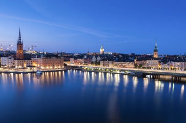 Stockholm Panoraması. Stockholm, Sodermanland ve Uppsala, İsveç.