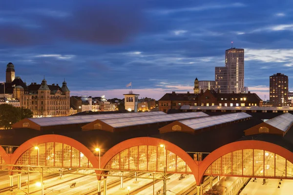 Panorama Malmo Głównego Dworca Kolejowego Malmo Scania Szwecja — Zdjęcie stockowe