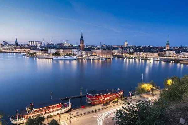 Panorama Estocolmo Noite Estocolmo Sodermanland Uppland Suécia — Fotografia de Stock