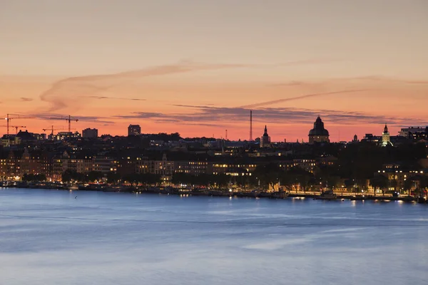 Panorama Van Stockholm Bij Zonsondergang Stockholm Sodermanland Uppland Zweden — Stockfoto