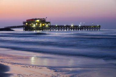 Balıkçılık iskele Galveston içinde. Galveston, Texas, ABD.