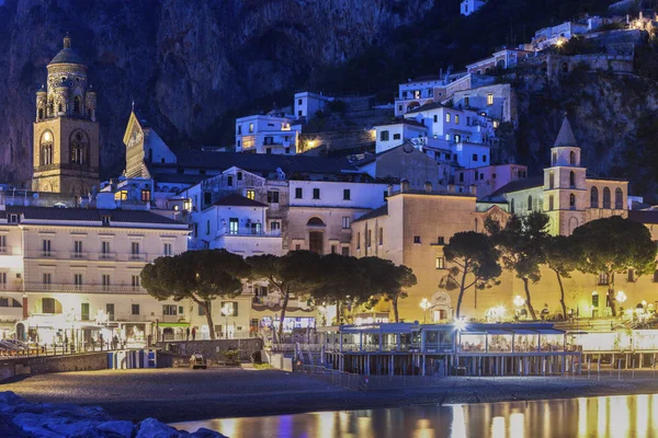 Panorama Amalfi Noite Amalfi Campania Itália — Fotografia de Stock