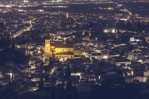 Panorama Granada Por Noche Vista Aérea Granada Andalucía España — Foto de Stock