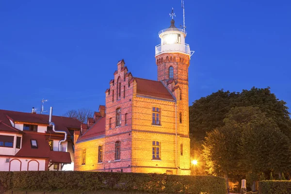 Ustka Geceleri Görülen Deniz Feneri Ustka Pomerania Polonya — Stok fotoğraf