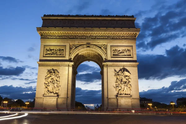 Arco Del Triunfo París Visto Por Noche París Ile France — Foto de Stock