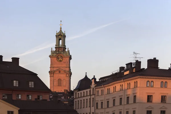 在日落时看到的斯德哥尔摩 Storkyrkan 斯德哥尔摩 索德曼兰和乌普兰 — 图库照片