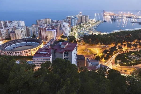 Panorama Málaga Noite — Fotografia de Stock