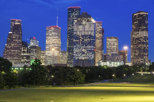 Панорама Юстон Вночі Юстон Техас Сша — стокове фото