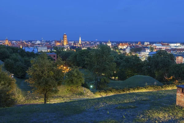 Panorama van Gdansk nachts — Stockfoto