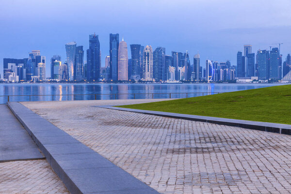 Panorama of Doha at dawn