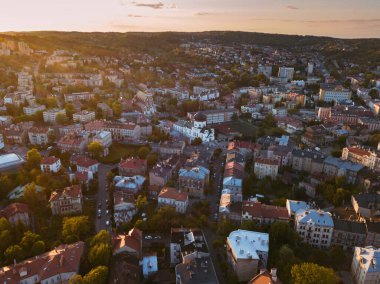 Gün batımında Przemysl Panoraması. Przemysl, Subcarpathia, Polonya.
